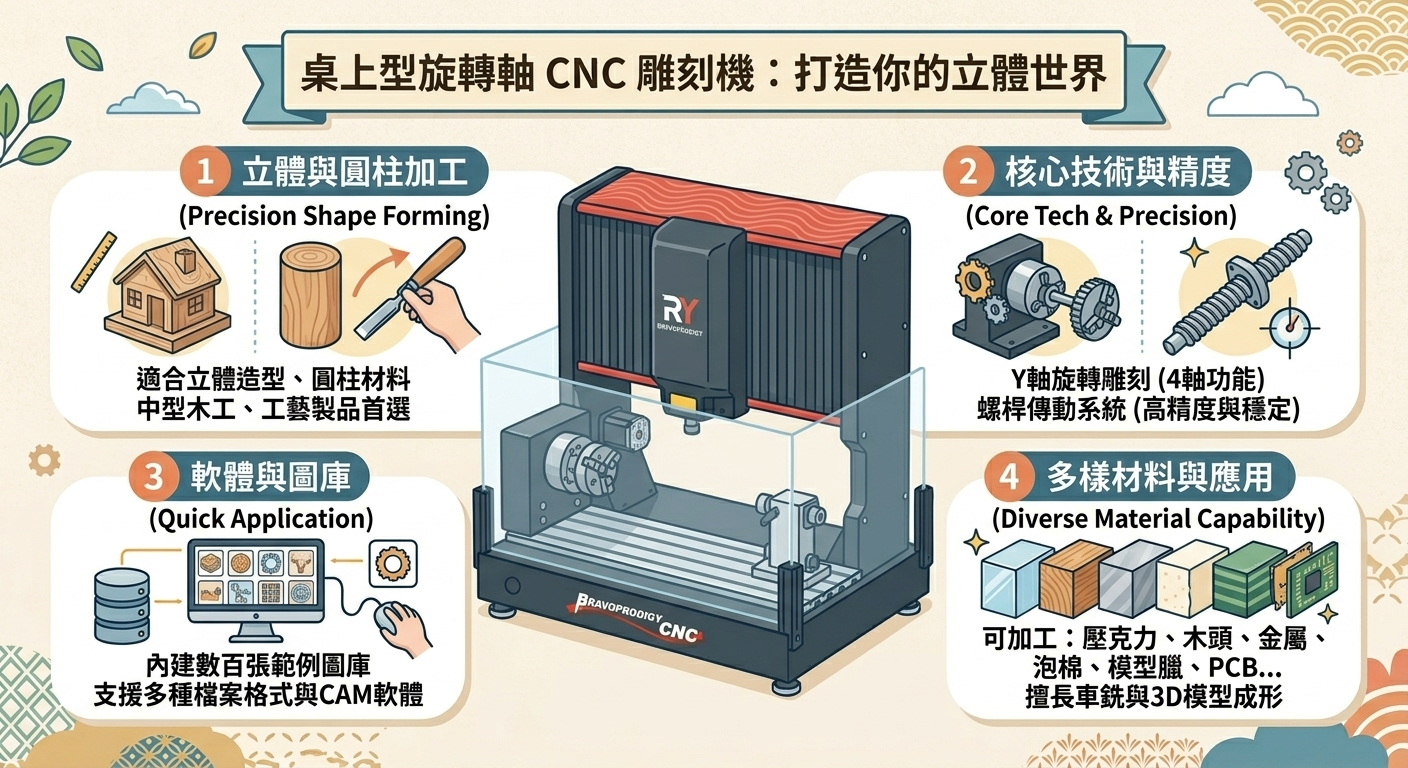 桌上型旋轉軸CNC雕刻機：打造你的立體世界